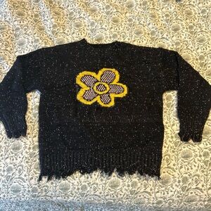 Cider Black Knit Scarf with Orange Apple Tag